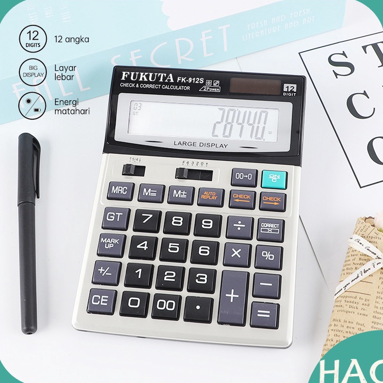 

Kalkulator FK912S Energi Matahari 12 Digit Kalkulator Electronik Kakulator Dagang Besar Alat Hitung Calculator Check FUKUTA ART J1L7