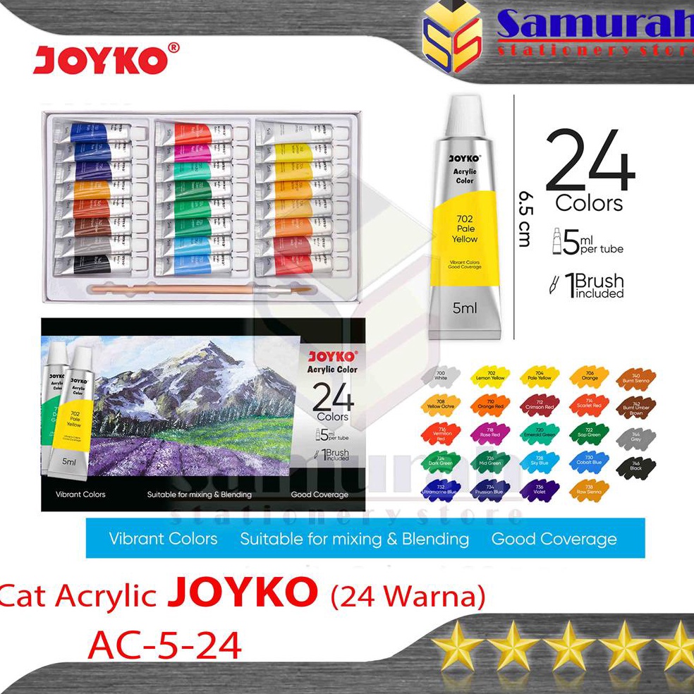 

Cat Akrylic Joyko ACC 5 isi 24 Warna Acrylic Color 24 w ACC512 1 set 24 Colours 5 ml ART C9X1