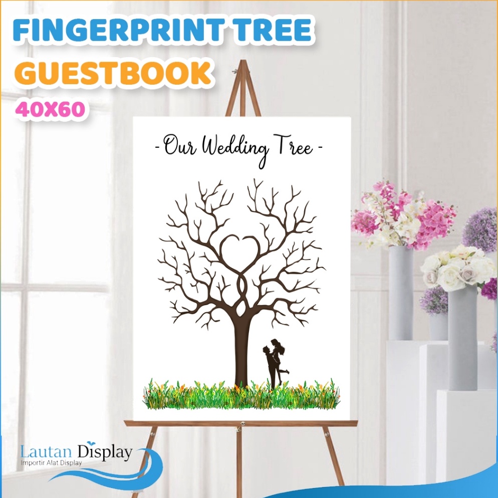 

Canvas Lukis Wedding Tree Fingerprint Kanvas Guest Book Lukisan Pohon Sidik Jari Buku Tamu Pernikahan Wedding Invitation 4x6 cm Tema Biru Pink Ungu Merah Rainbow ART N4X6