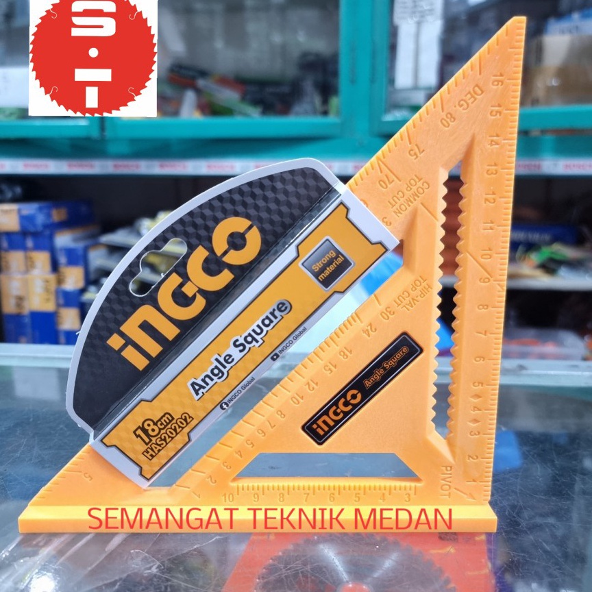 

HAS222 ANGLE SPEED RAFTER SQUARE PENGGARIS SEGITIGA SIKU 18 CM INGCO ART J3P8