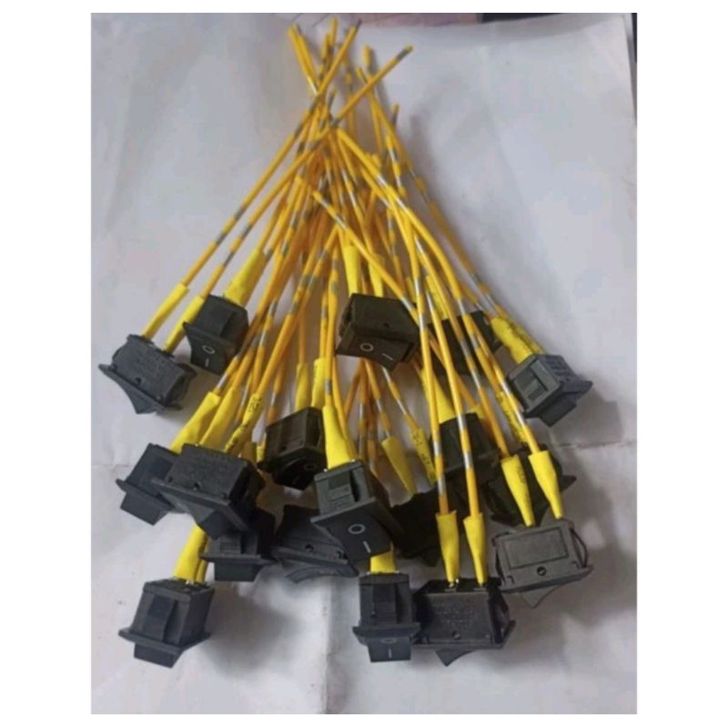 Saklar Tombol Switch on of motor universal + Kabel bintik + di solder + isolasi bakar