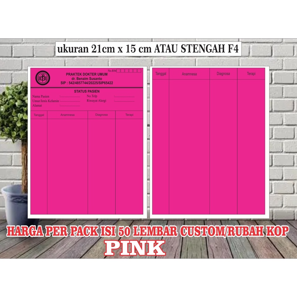 

Blangko Kartu Rekam Medis Kartu Status Pasien Medical Record Ukuran 21cm x 15 cm ISI 5PACKcustom kop ART U1C7
