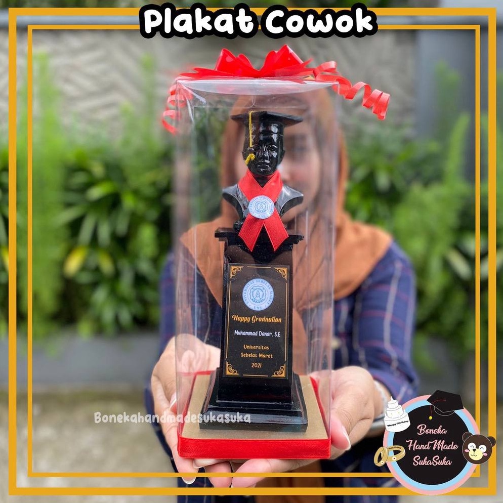 Patung Piala Wisuda Plakat Wisuda Kado Wisuda Hadiah Wisuda Patung Wisuda Bisa Custom Foto dan Ucapa