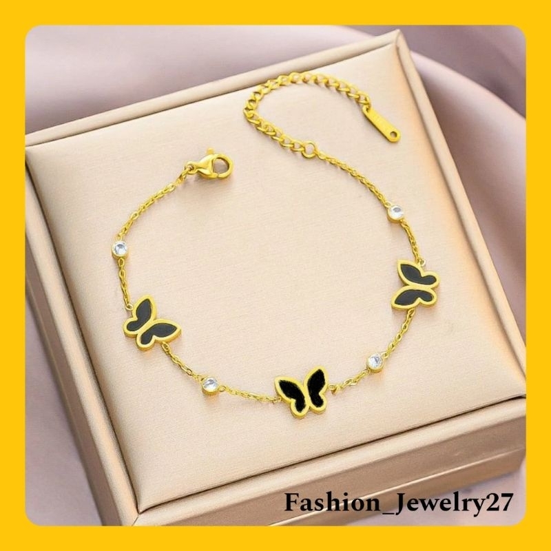 Terbaru Gelang Rantai Wanita Titanium Kupu-Kupu Mata Hitam