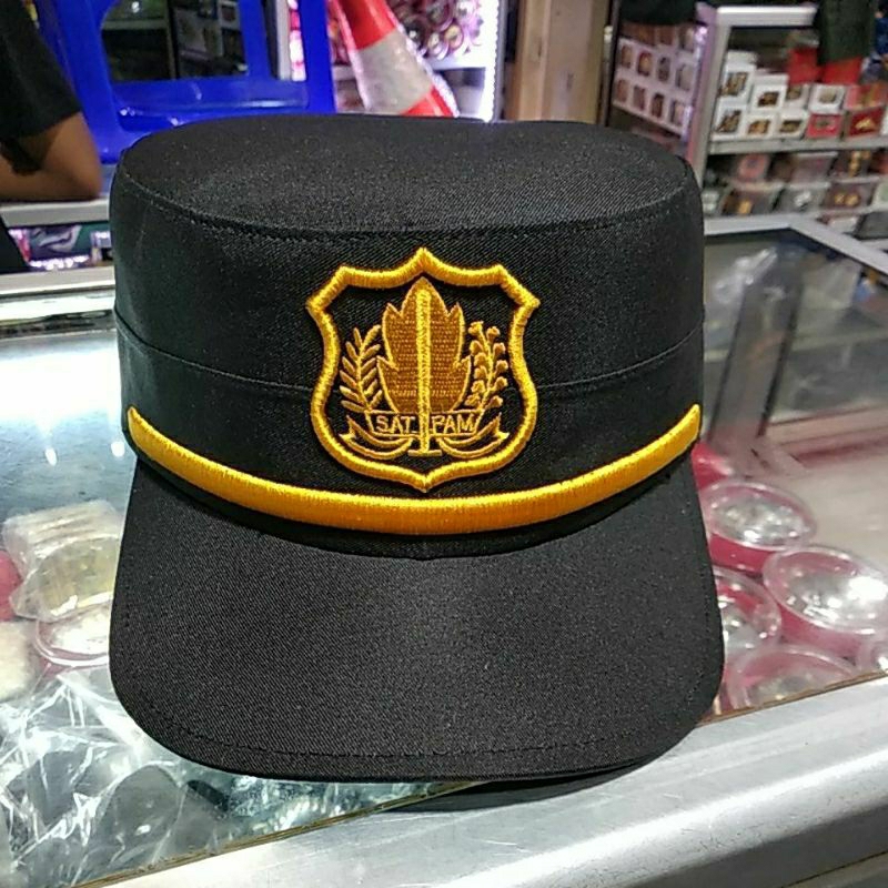 Topi komando satpam coklat dandru,free nama bordir
