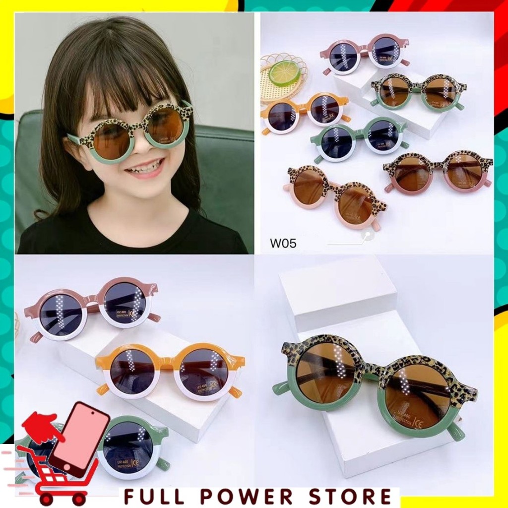 FPS Kacamata Anak Perempuan Bulat Leopard Korea Fashion Lucu 6683 Kaca Mata Laki Laki Hitam Gradasi 
