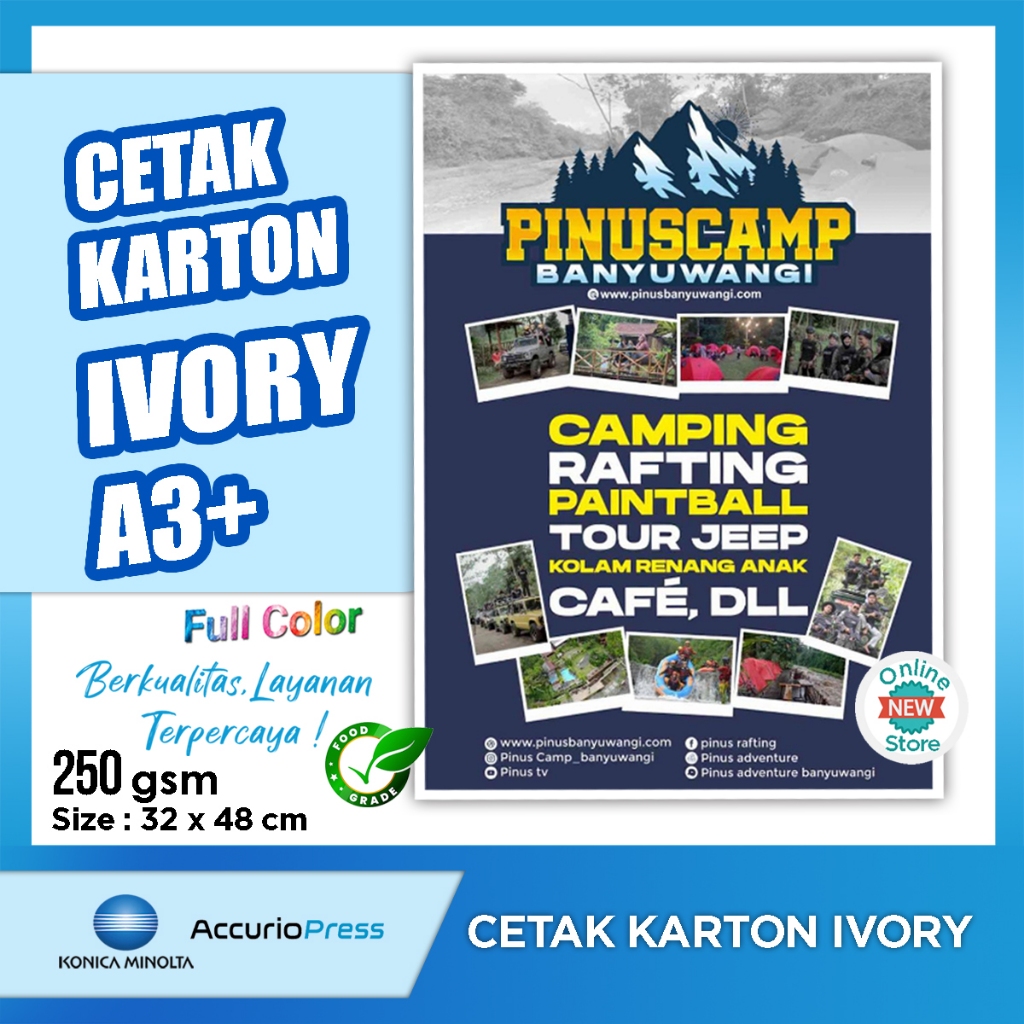 

CETAK KERTAS KARTON IVORY / PRINT KERTAS IVORY 250 GSM A3+ ( BISA SATUAN & GROSIR ) / FULL COLOR
