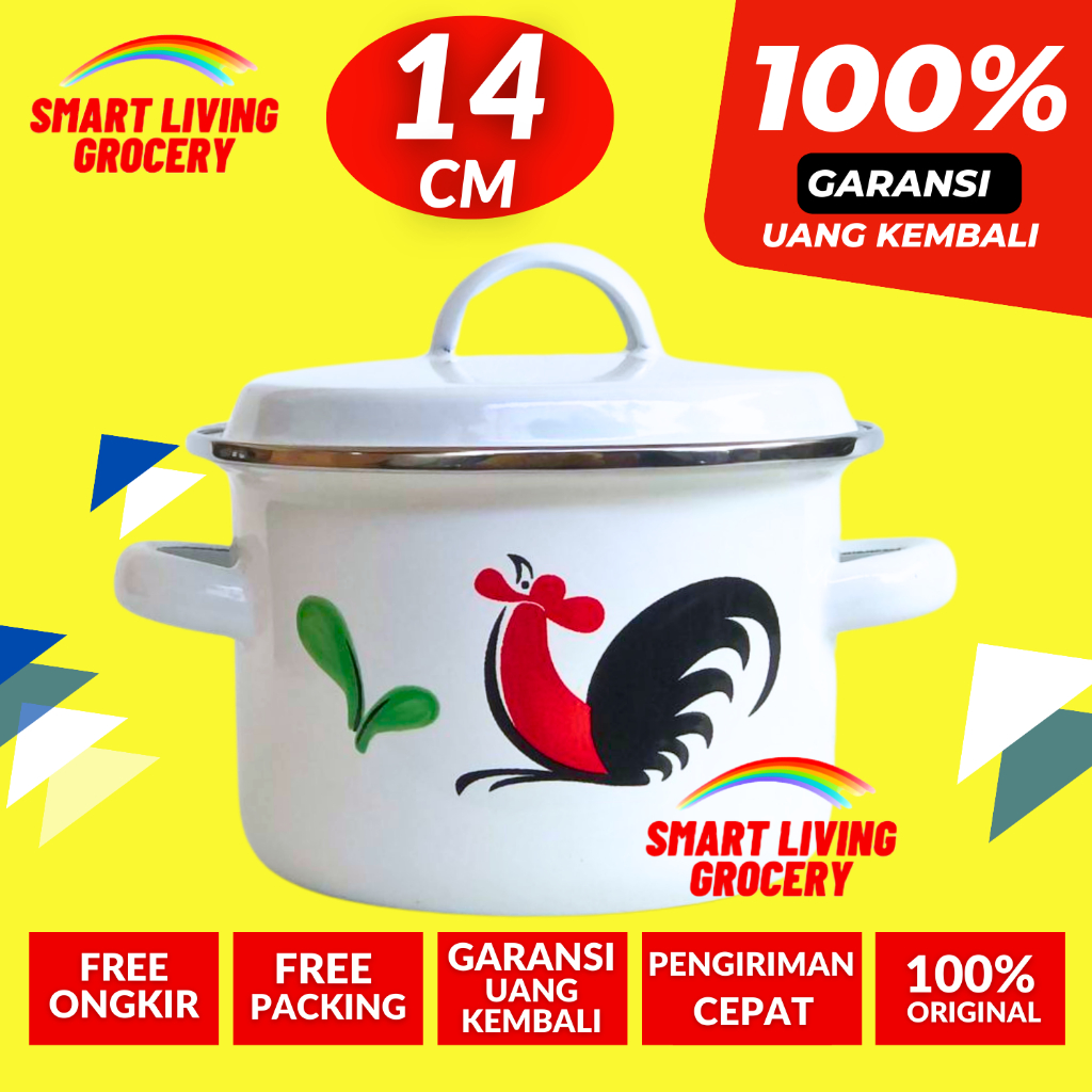 PANCI KUAH ENAMEL UNIK JADUL KECIL 14 CM ALAT MEMASAK MASAK WAJAN Pan PANCI KUAH Set Peralatan Masak