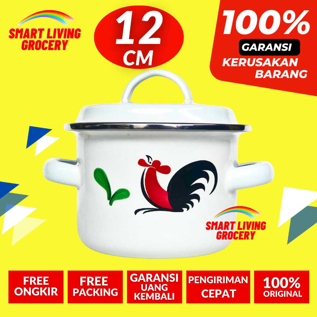 PANCI KUAH ENAMEL UNIK KECIL 12 CM ALAT MEMASAK MASAK WAJAN Pan PANCI KUAH SET PERALATAN MASAK POT E