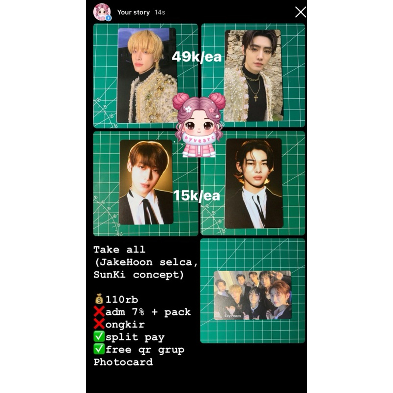 PHOTOCARD ENHYPEN JAKE SUNGHOON SUNOO NI-KI (ENHYPEN DARK BLOOD)