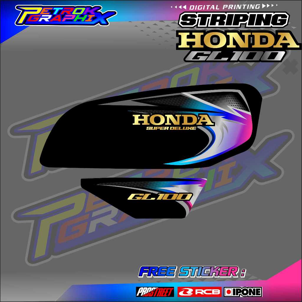 STRIPING VARIASI MOTOR HONDA GL 100 / STICKER LIST MOTOR HONDA GL 100