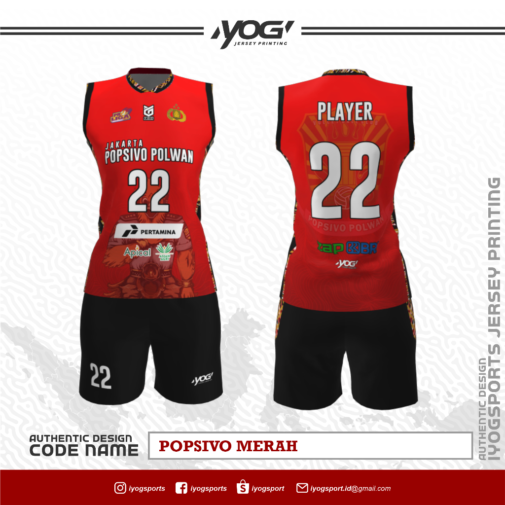 JERSEY TANDING POPSIVO (MERAH) PROLIGA 2024 PREMIUM - PREORDER [ BISA CUSTOM NAMA & NOMOR  | BAJU VO