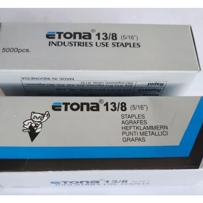 

Staples tembak 13/8 mm ETONA untuk isi stapler tembak / Gun tacker
