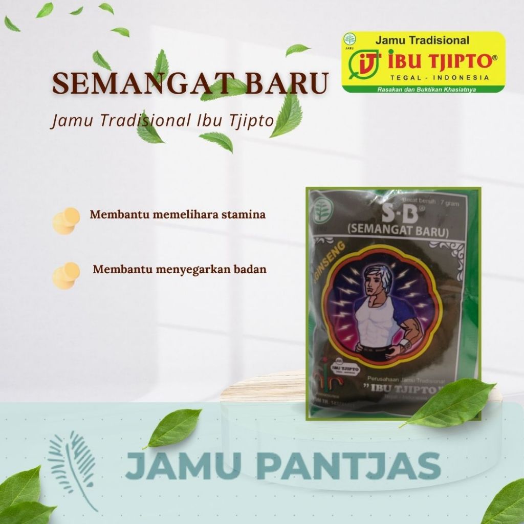 

SEMANGAT BARU (SB) - JAMU TRADISIONAL IBU TJIPTO 1 PAK (@10 SACHET)