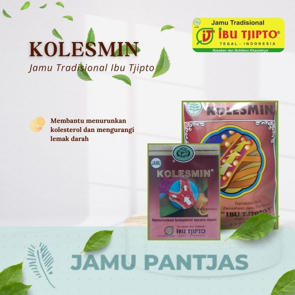 

JAMU KOLESMIN (KOLESTROL) ~ IBU TJIPTO KEMASAN SERBUK (ISI 10) PIL (ISI 100 PIL)