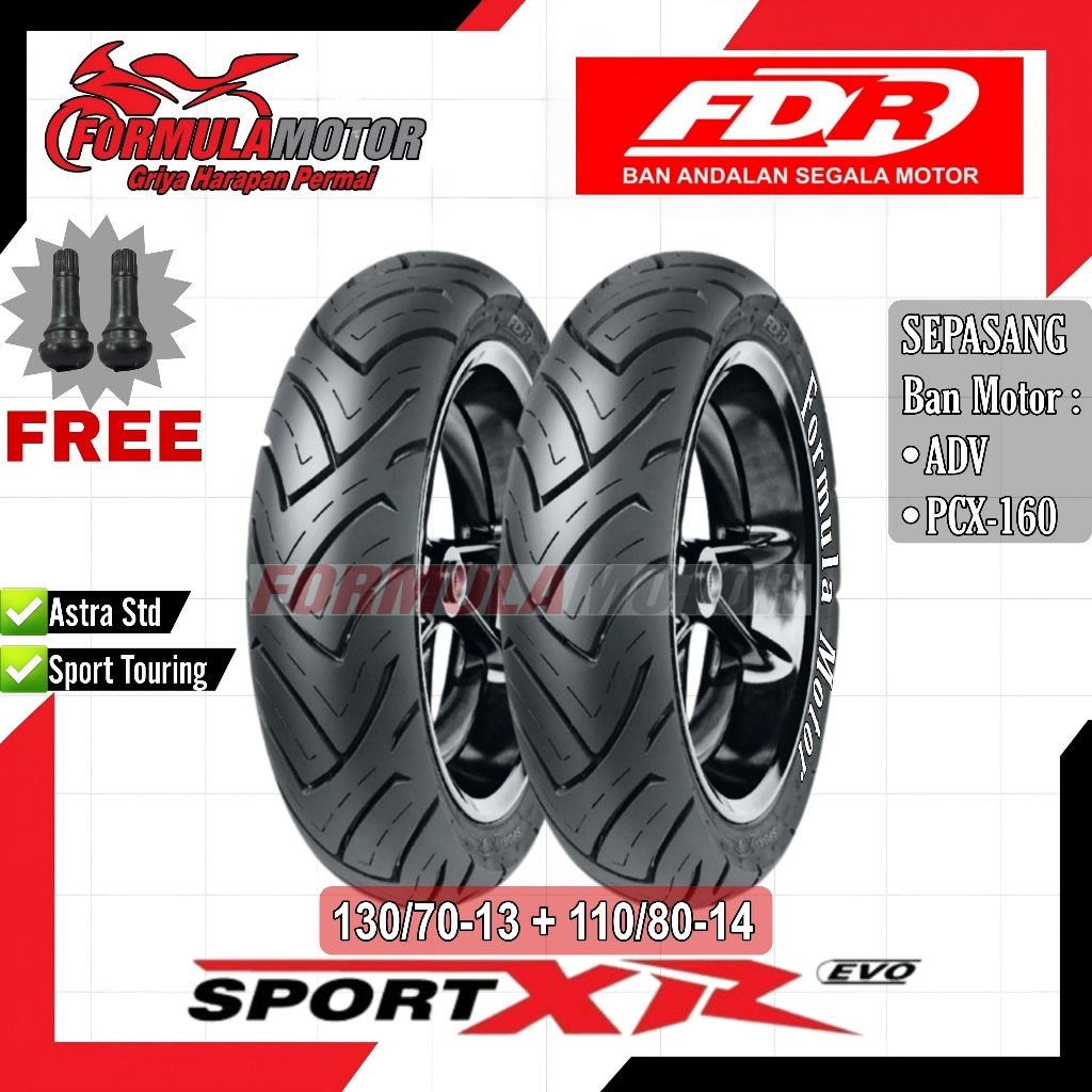 130/70-13 + 110/80-14 FDR Sport XR Evo Ring 13-14 Tubeless (Sport Touring) Sepasang Ban Motor ADV, PCX-160 Tubles
