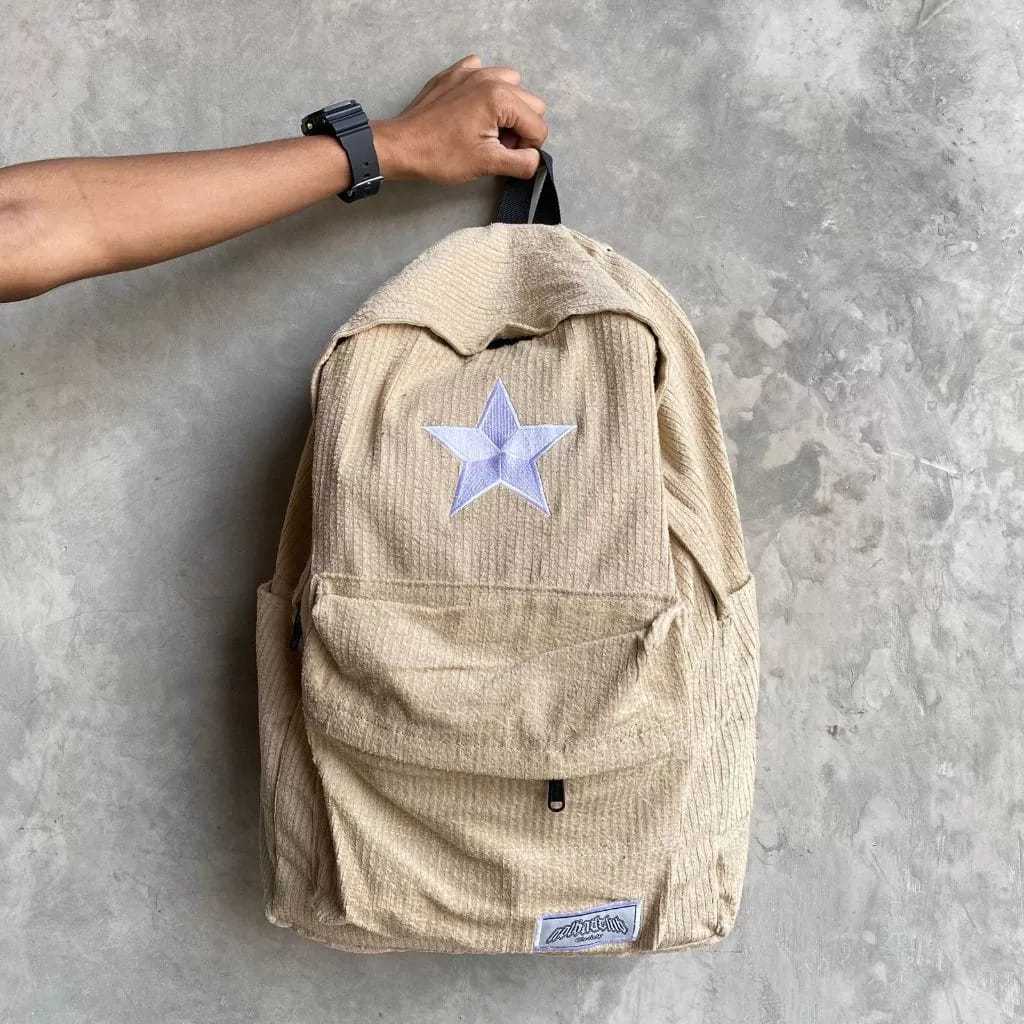 Tas corduroy unisex bagpack corduroy tas bintang corduroy ransel laptop