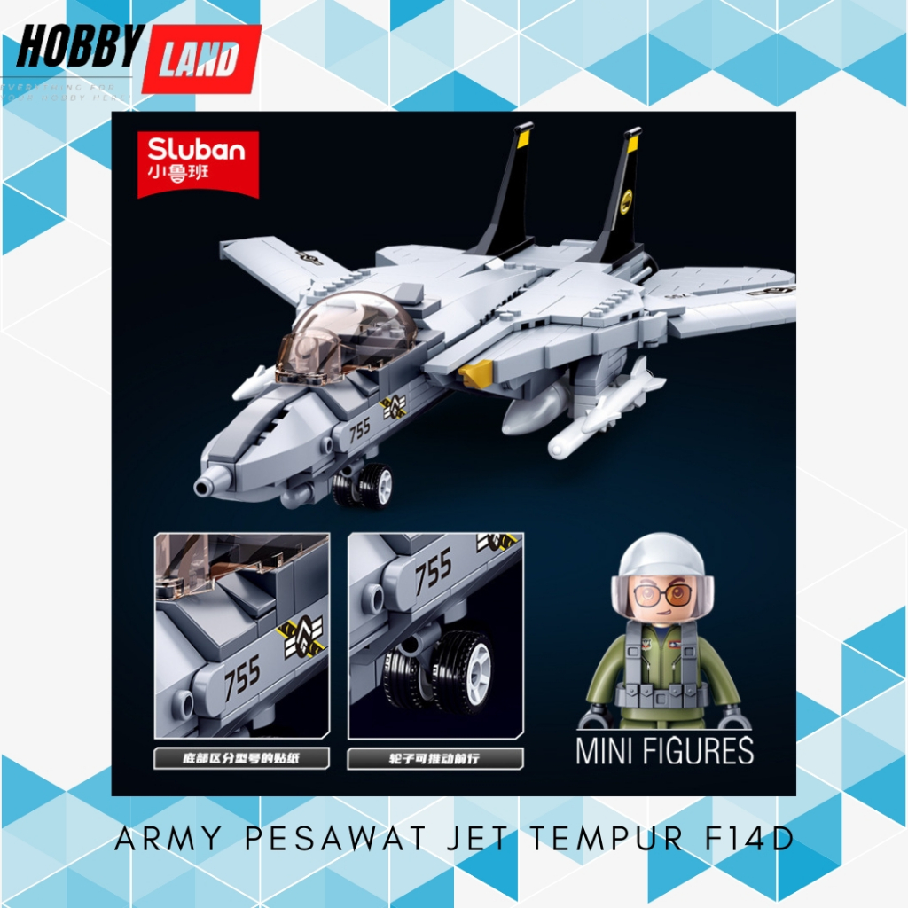 Mainan Brick Sluban Army Pesawat Jet Temput F14D Fighter / Brick Sluban Pesawat Royal Air Force