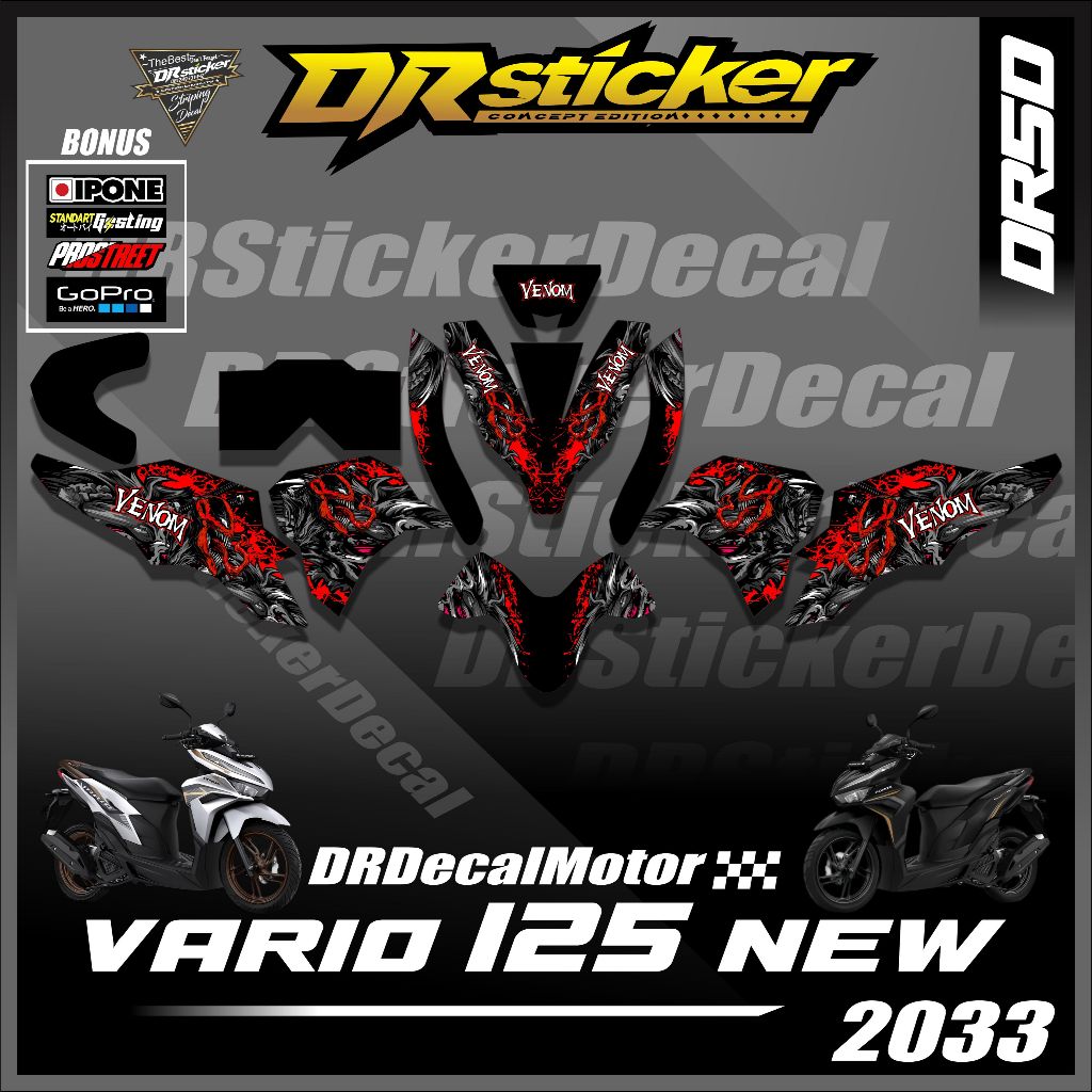 Decal Vario 125 New 2023 Motif Venom CBS / ISS Stiker Honda Vario New 125 2023 / Sticker All New Hon