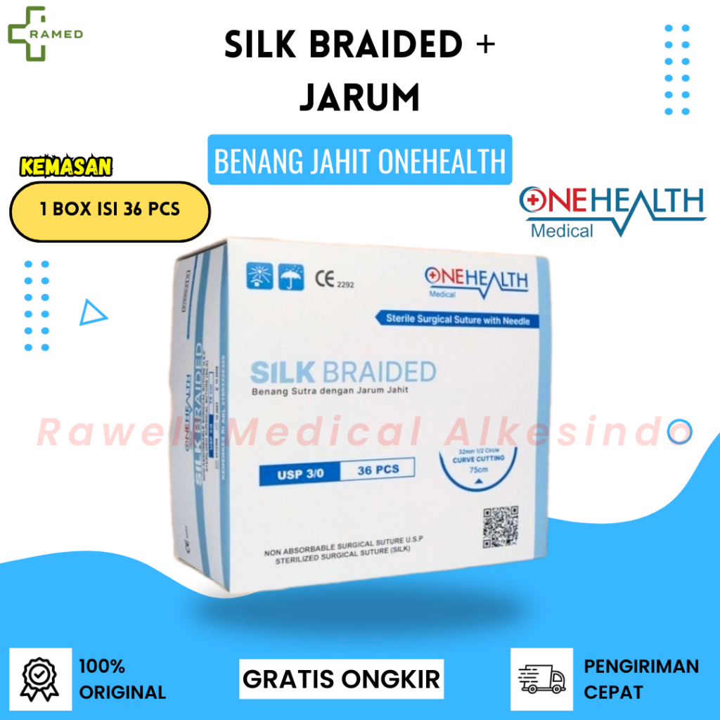 [BOX] Benang Silk Braided + Jarum Isi 36 Pcs / Benang Jahit Silk / Benang Operasi Suture Silk