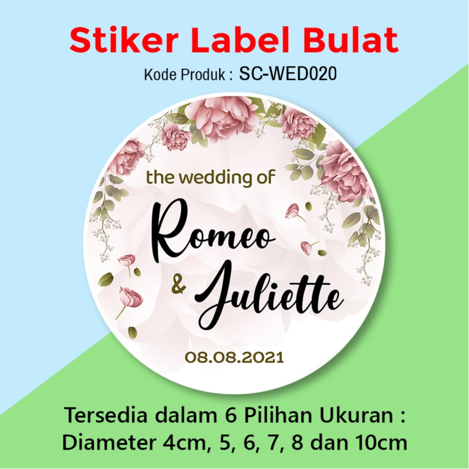 

STIKER LABEL PERNIKAHAN WEDDING TUMPENG MINI SOUVENIR BUNGA PINK ROSE