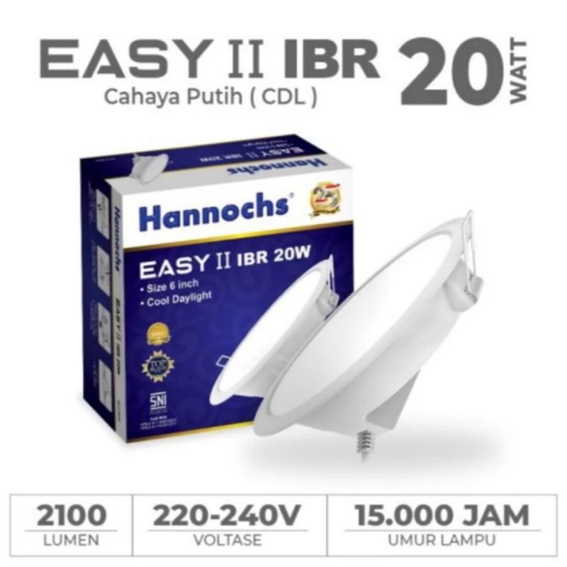 LED DOWNLIGHT HANNOCHS 20WATT BULAT, HANNOCHS EASY II IBR 20WATT COOL DAYLIGHT