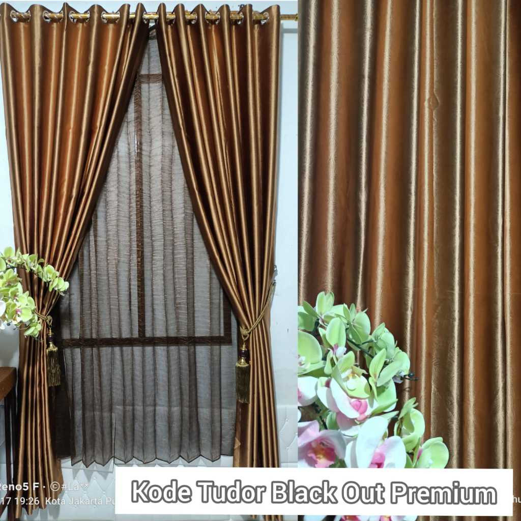 GORDEN PINTU BLACKOUT TUDOR MOTIF POLOS KUALITAS PREMIUM FREE TALI TASEL