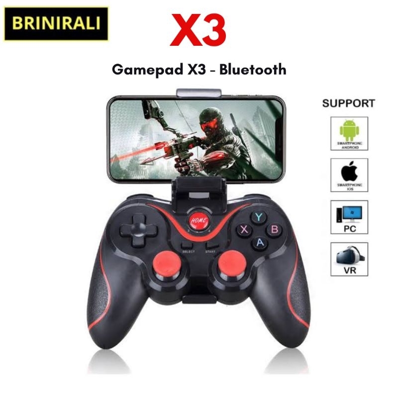 Gamepad X3 Original, Bluetooth Wireless, Smartphone Android, IOS, (Gamepad + Brackets/Holder), Jyost
