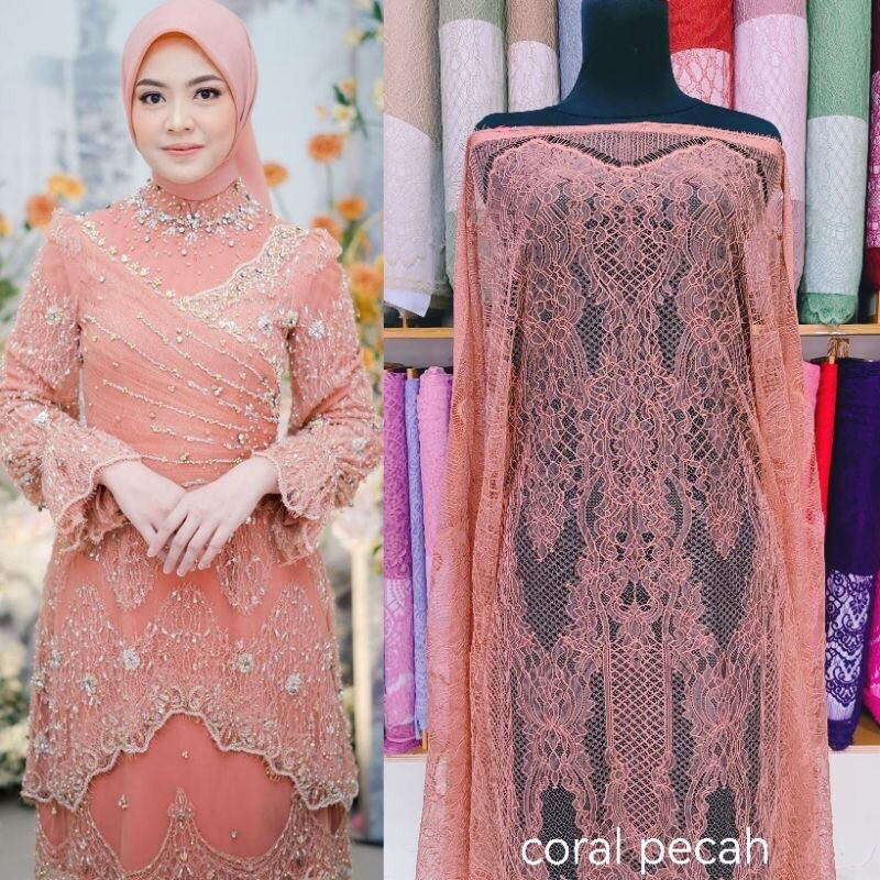 kain chantilly lace,Brokat chantily,Bahan kebaya santili