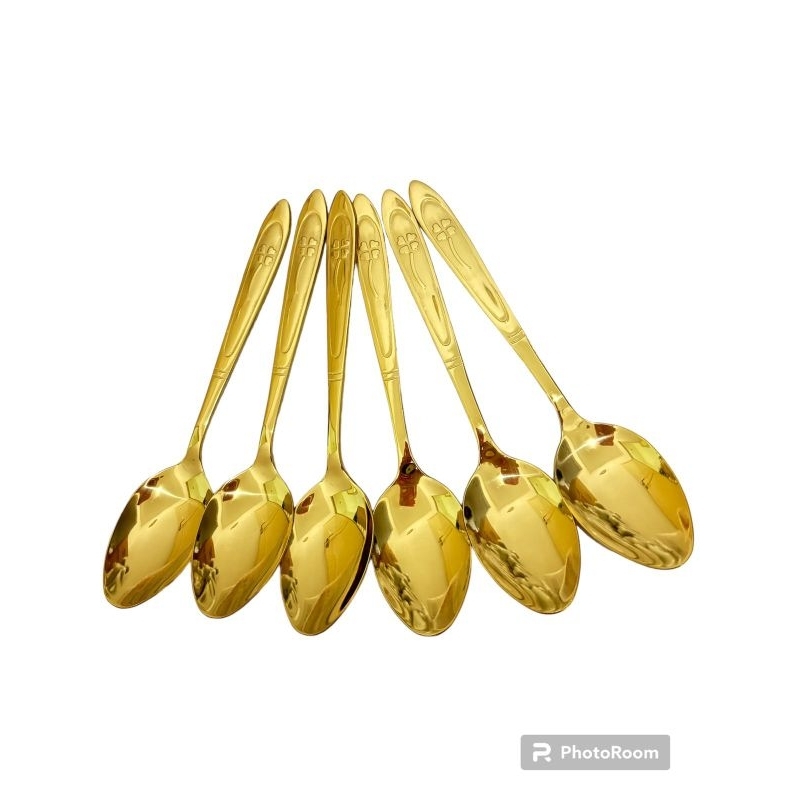 Sendok Garpu Makan Gold Motif Bunga Stainless Steel Emas / Sendok Garpu Makan Premium / Sendok Garpu