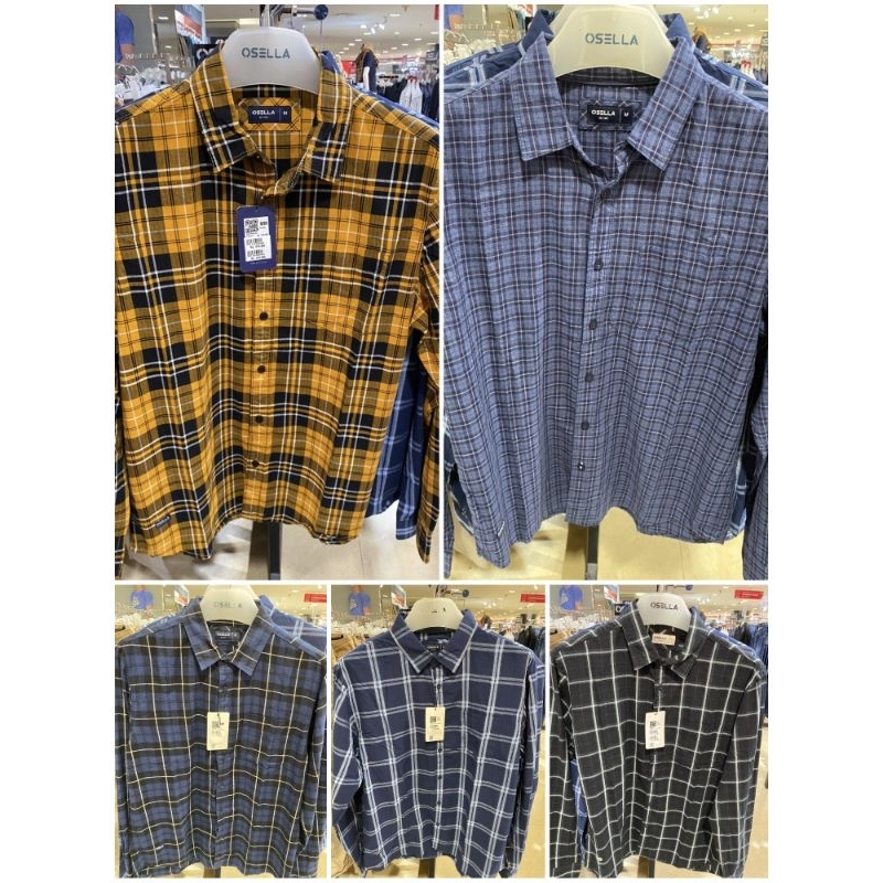 OSELLA - Kemeja Vintage Lengan Panjang Pria Size S-XXL Original