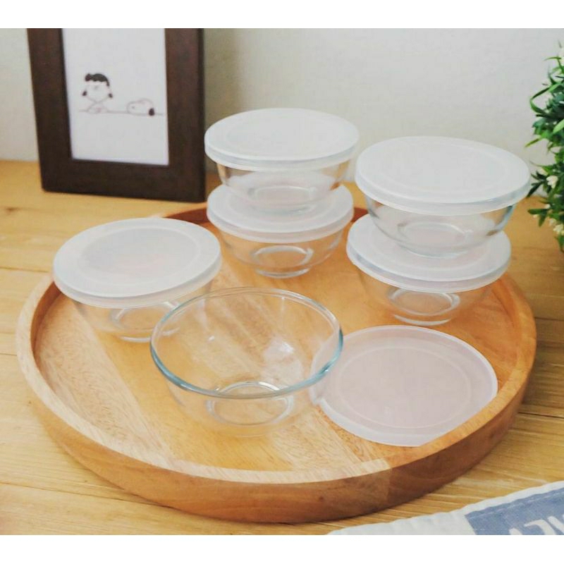 PROMO MANGKOK KACA TUTUP AMAN MICROWAFE / MANGKOK MPASI KACA LENGKAP TUTUP / MANGKOK KACA MPASI / MA