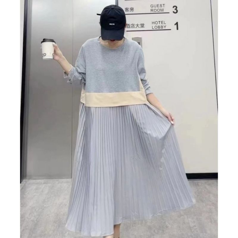 Tunik Wanita, Tunik Kaos Import Mix Plisket, Atasan Wanita Import , Baju Wanita, Busui, #860N