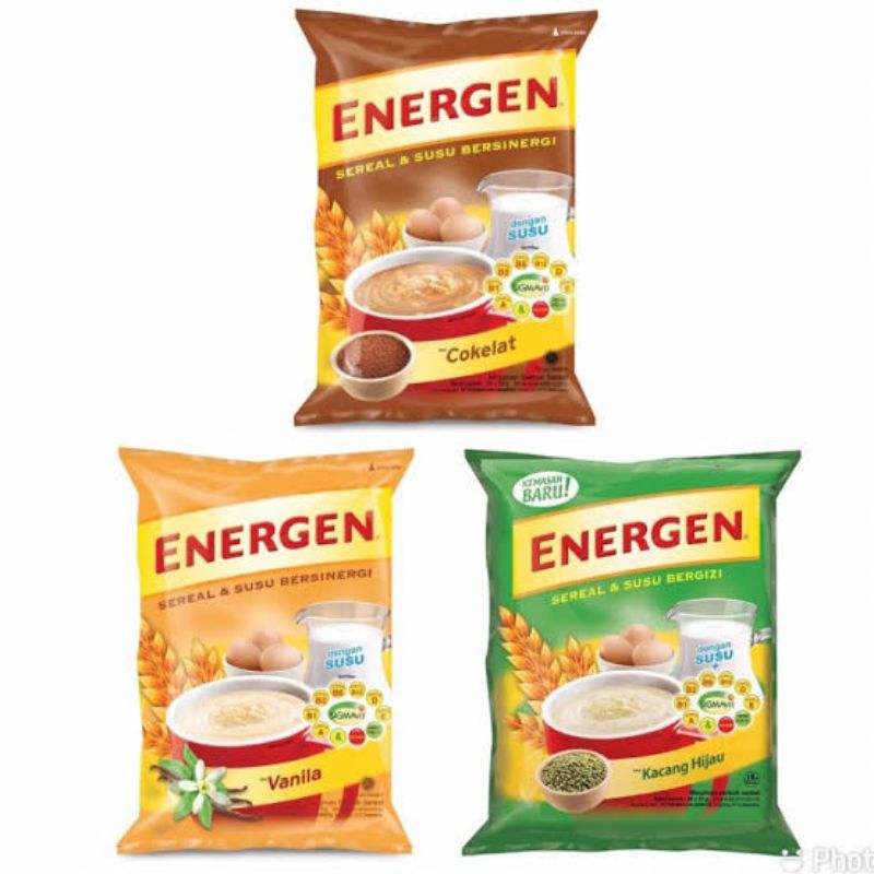 

ENERGEN RASA VANILLA/COKLAT/KACANG IJO 1 RENTENG