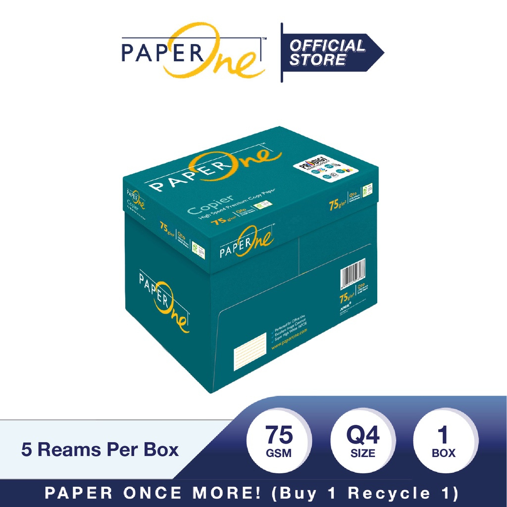 

PaperOne Kertas Q4 75gr Copier 1 Box (2500 lembar) Kertas HVS Q4 Kertas Fotocopy