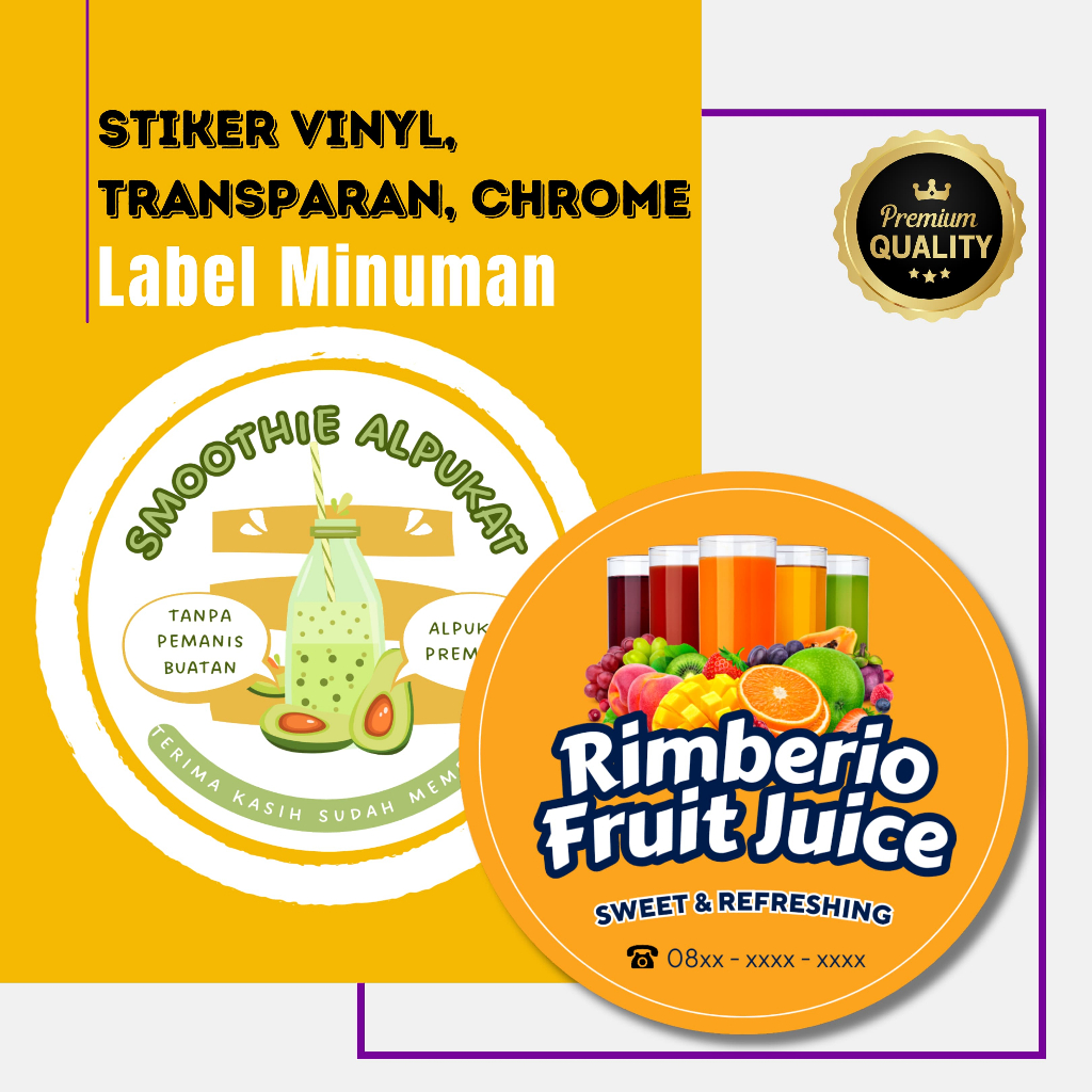 

CETAK STIKER LABEL MINUMAN / STIKER SATUAN / STIKER VINYL / STIKER CHROME / STIKER TRANSPARAN