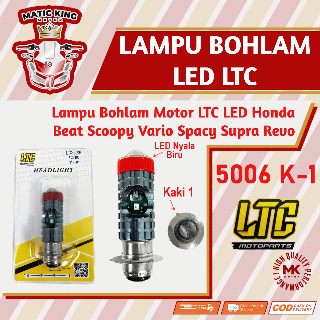 Bohlam Lampu Depan LED Motor Honda Vario Beat Scoopy Spacy Supra Revo Blade Karisma Grand Legenda Gl