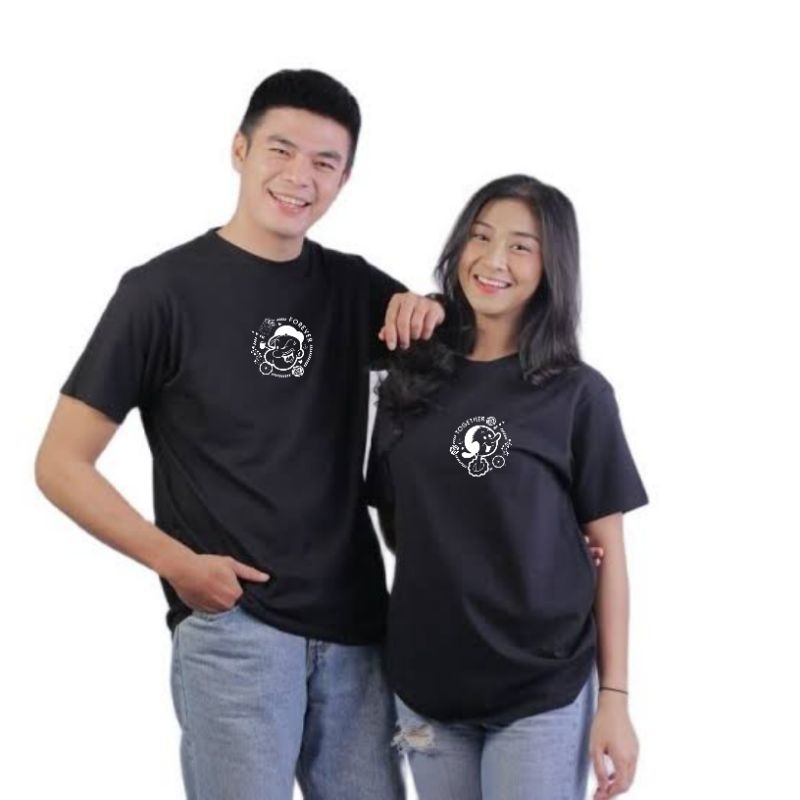 Baju Kaos Distro Couple Cp Logo popaye dan olive Cowok Cewek/Katun Combed/Baju Kaos Pasangan Logo po