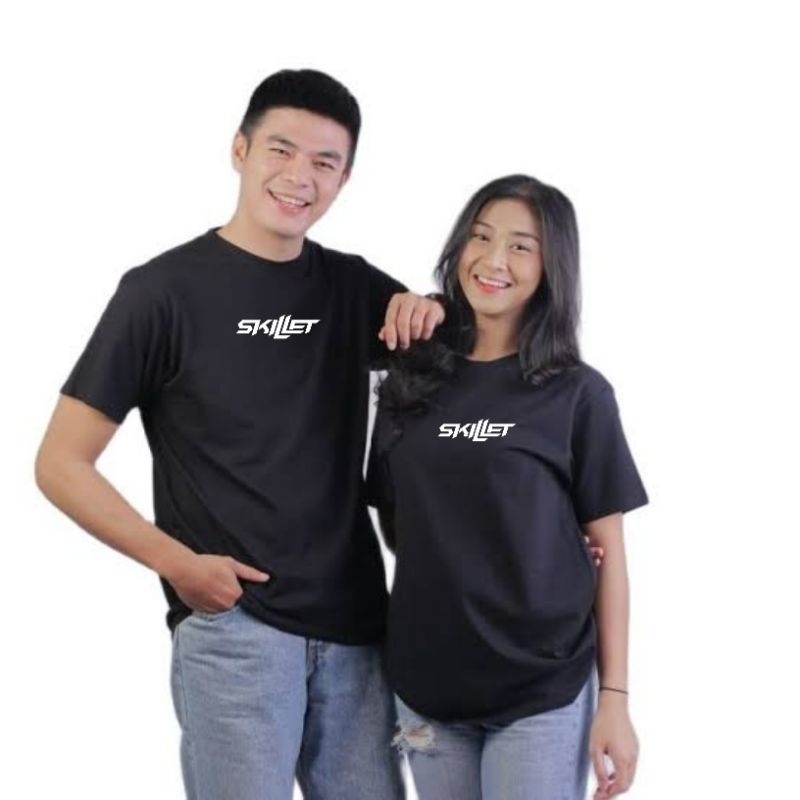 Kaos baju band metal skillet pria wanita couple pasangan putih hitam lengan pendek dan panjang