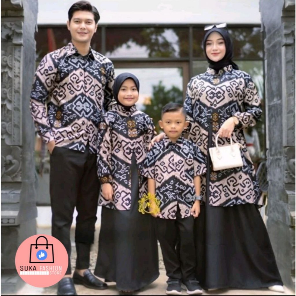 Baju Gamis Couple Keluarga Baju Sarimbit Lengkap Baju Anak Model Modern Terbaru Motif Fayola Abu