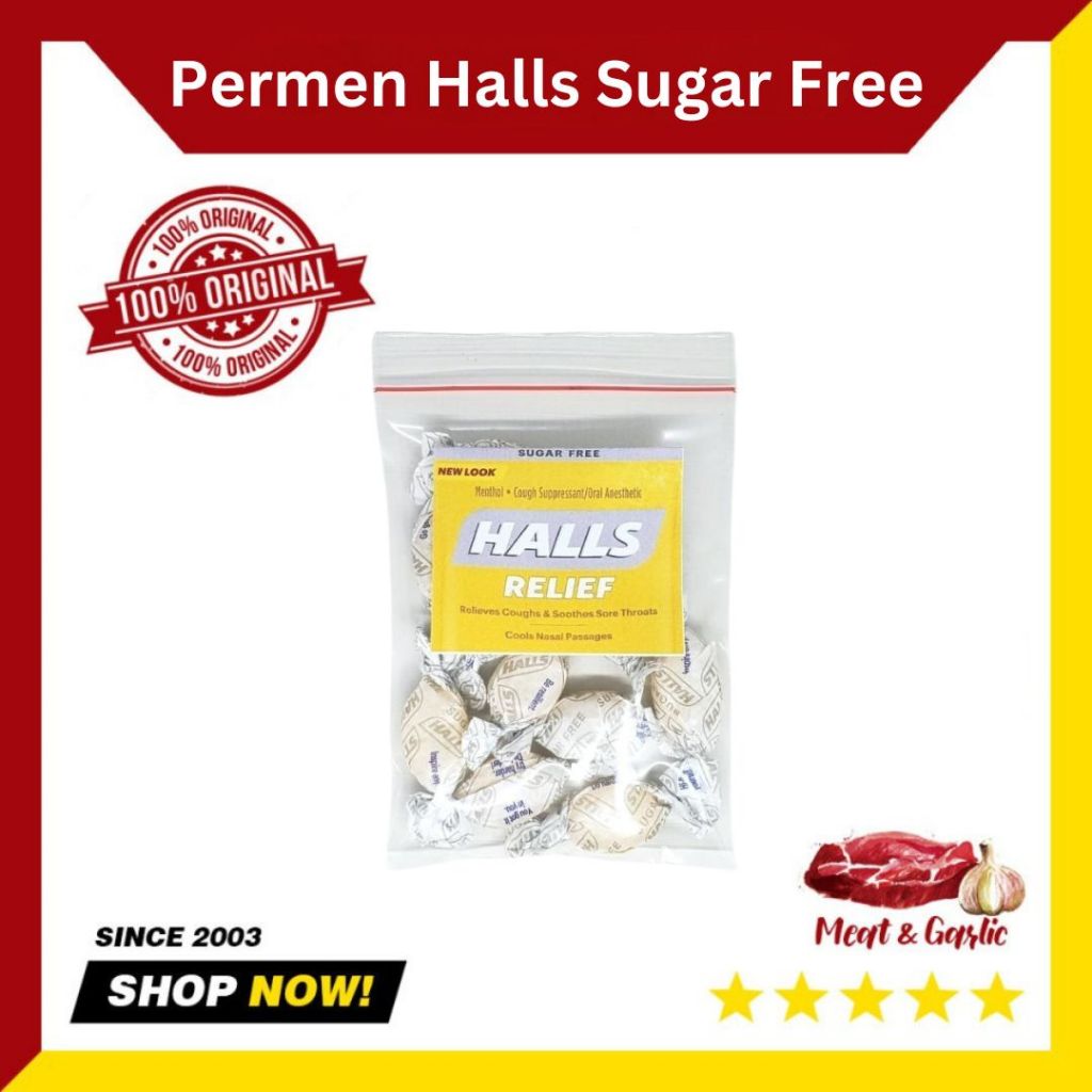 

Permen Halls Sugar Free untuk Batuk Pilek Sakit Tenggorokan isi 10 rasa Menthol dan Lemon