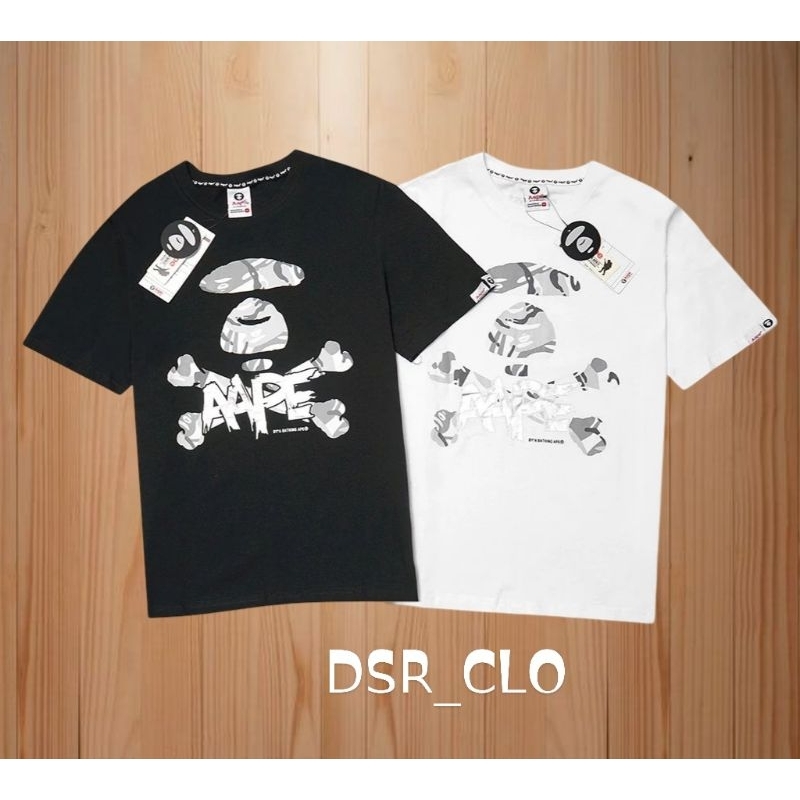 Kaos T-shirt Aape By A Bhating Aape Silver Como T-shirt Black white