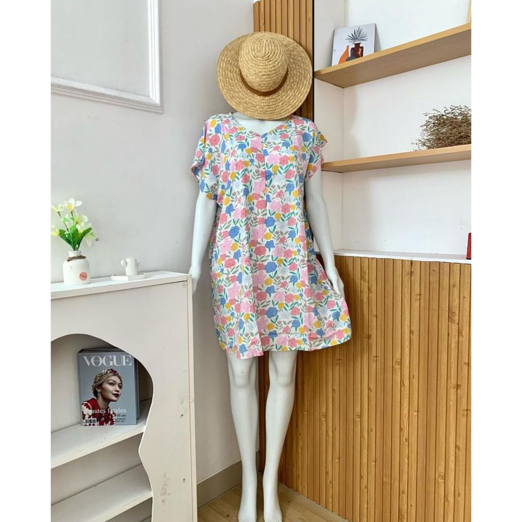 Steva Midi Homedress Daster Midi Jumbo Bahan Rayon Premium Busui Zipper Nyaman