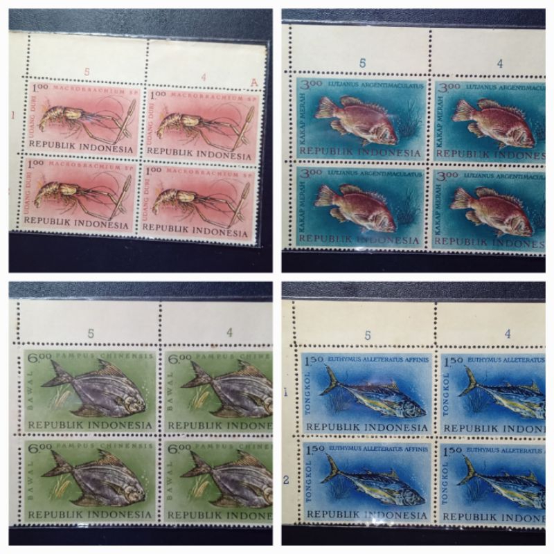 

prangko lama indonesia seri ikan min x4 lembar