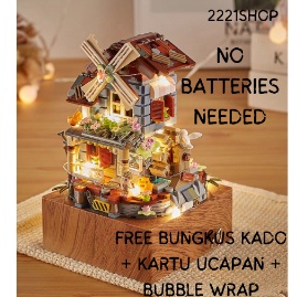 ART L63Q Lego Music Box LOZ Building Block Model Windmill 2221shop 16 Kado Hadiah Ulang Tahun Birthd