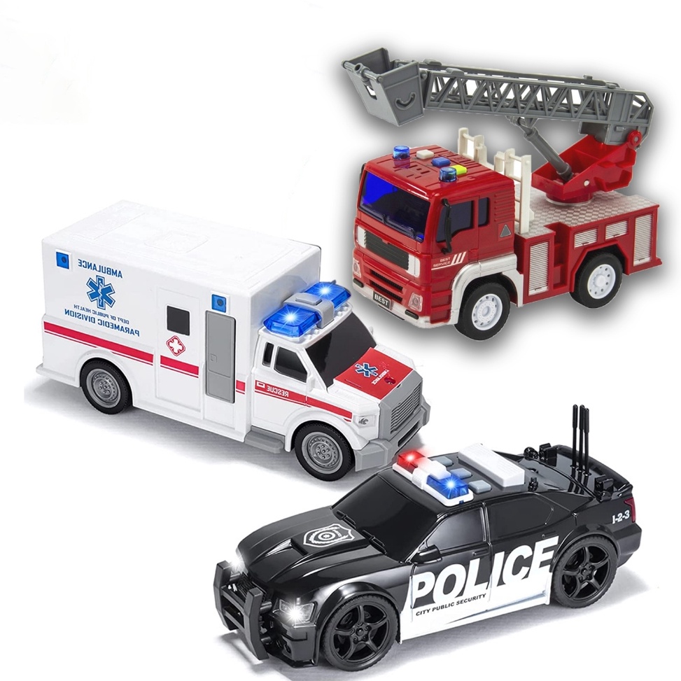 ART N38E CitySquad 12 Mobil Mainan Anak Dengan Mesin Friction Mobil Ambulans Kota Pullback Inersia D