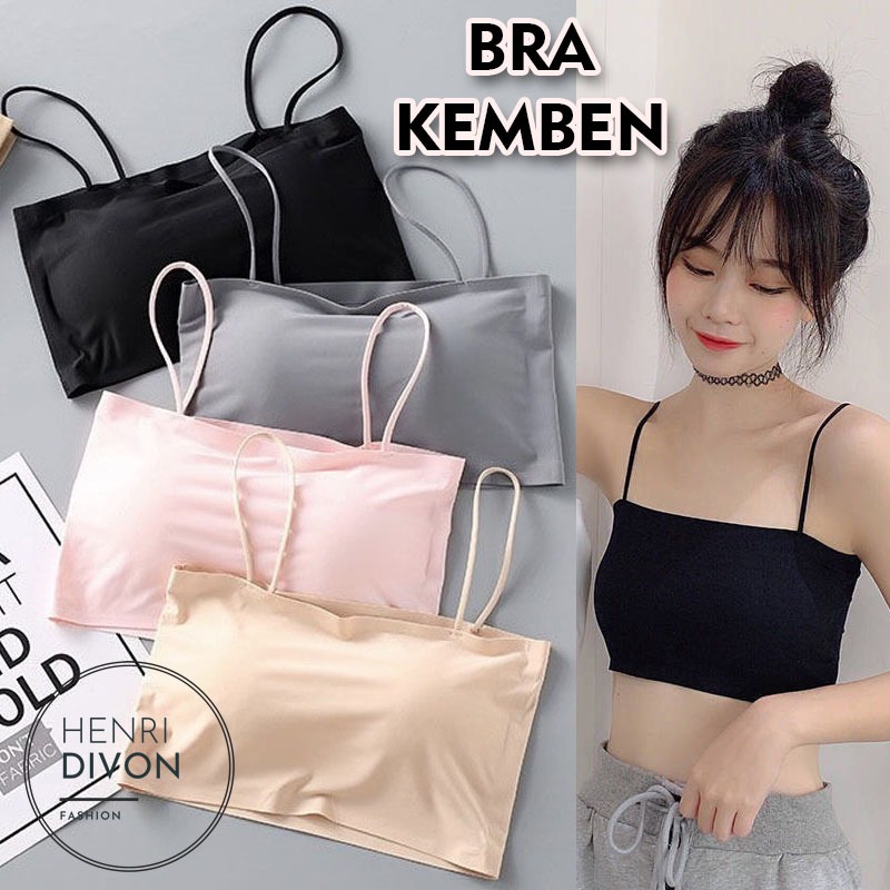 Bra Kemben Ice Silk BH Tanktop Seamless Atasan Wanita Tali Tanpa Kawat Tengtop Tank Top Cewek Crop T