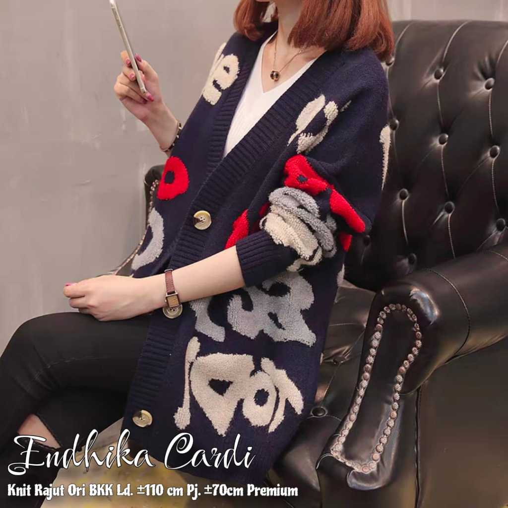 ENDHIKA JUMBO CARDIGAN SWEATER RAJUT TEBAL HALUS LD 110 PJ 70