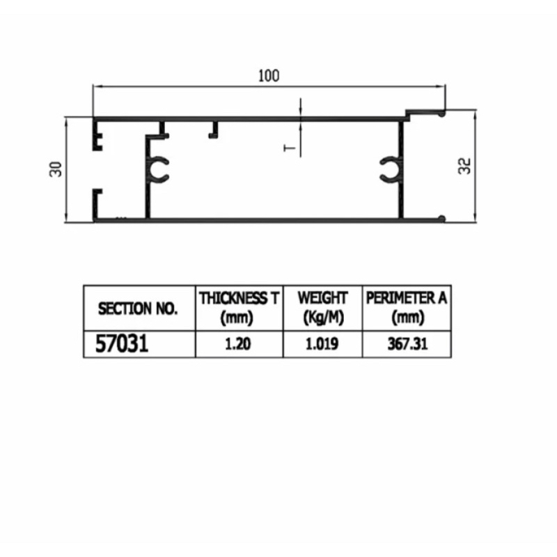 Aluminium Dacon Folding Door 57031 Ambang Bawah Aluminium Batangan