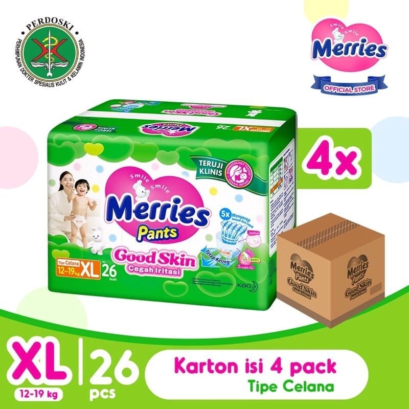 1Dus Merries Jumbo Pack S40 / M34 / L30 / XL 26 ( isi 4 pack / 1 Karton )